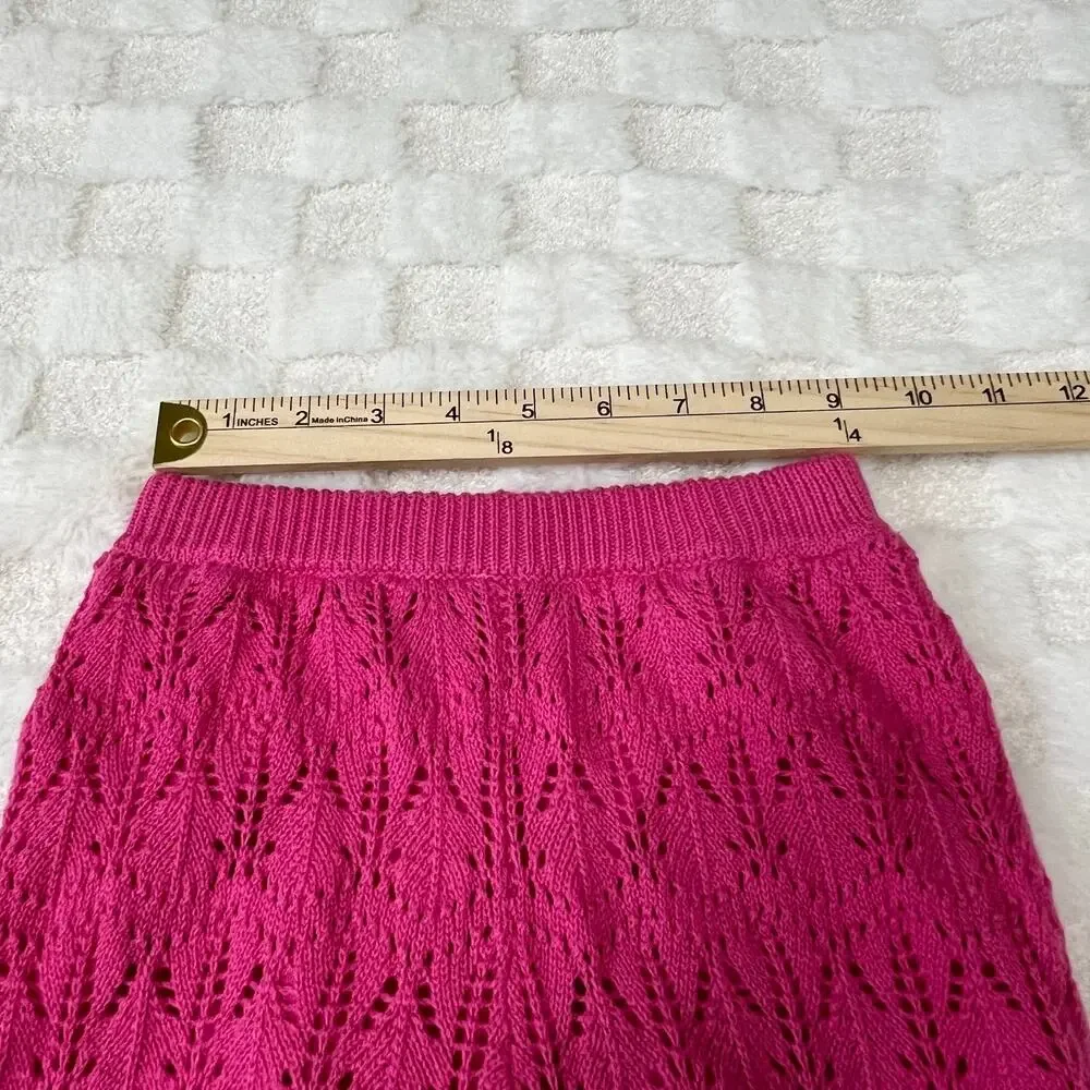 Jessica Simpson Girls Size 5 Pink Pointelle Knit 2 Piece Set Top Pants Lined